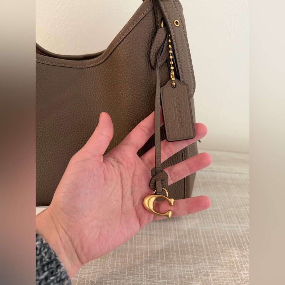 Coach Medium Bella Shoulder Bag NWT Dark Stone Pebble Leather - Picture 3 of 9
